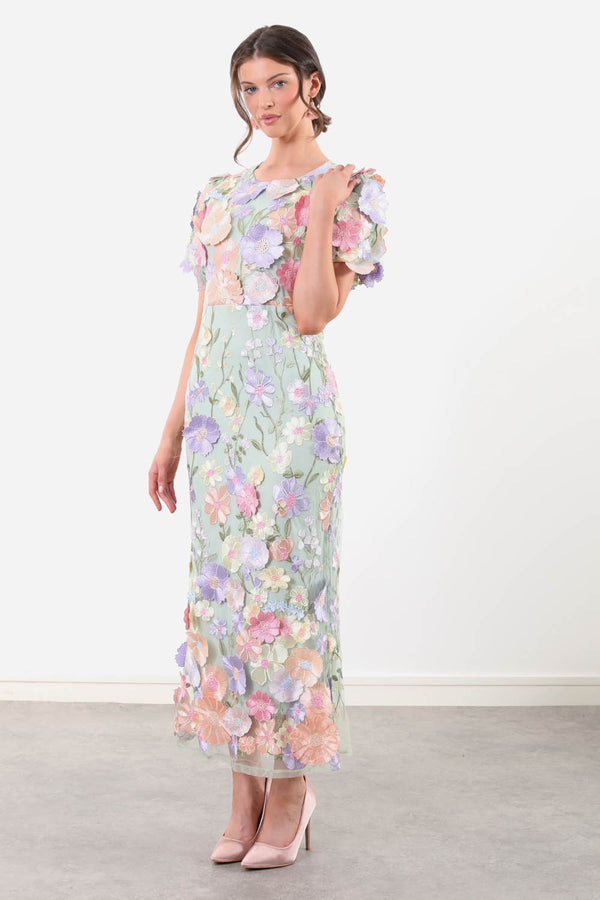 Marc Angelo Floral Dress MA81218 Green