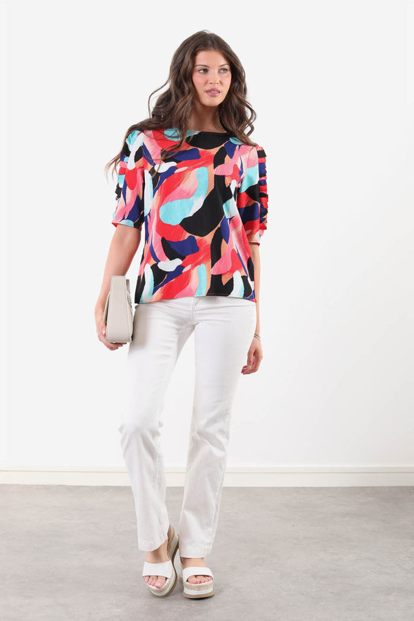 MA82270 Frill Sleeve Top Red