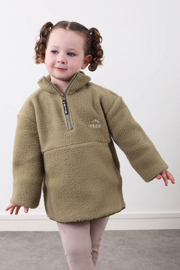 The Farrah Kid's Fleece in khaki
