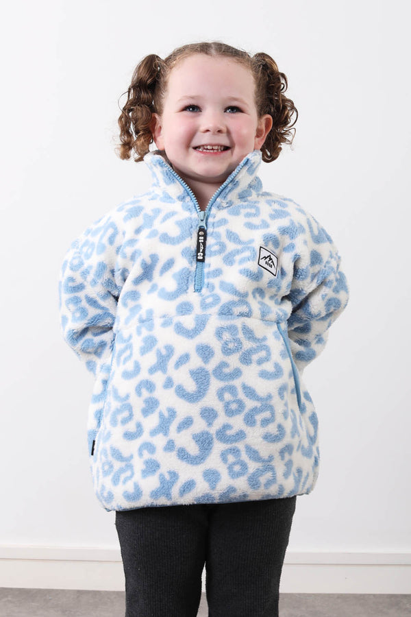 The snuggle Kid's Fleece in Blue Leopard