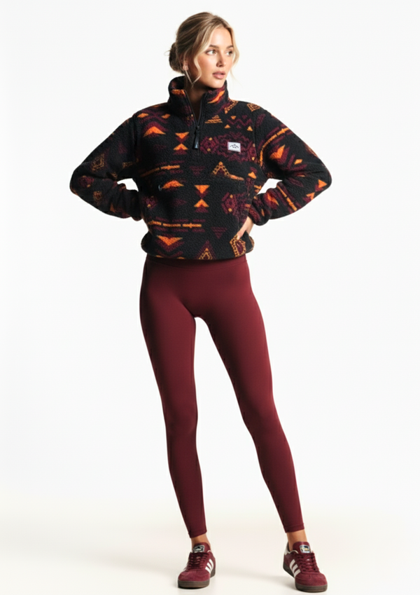 The Trek fleece in Burgundy Aztec US45508