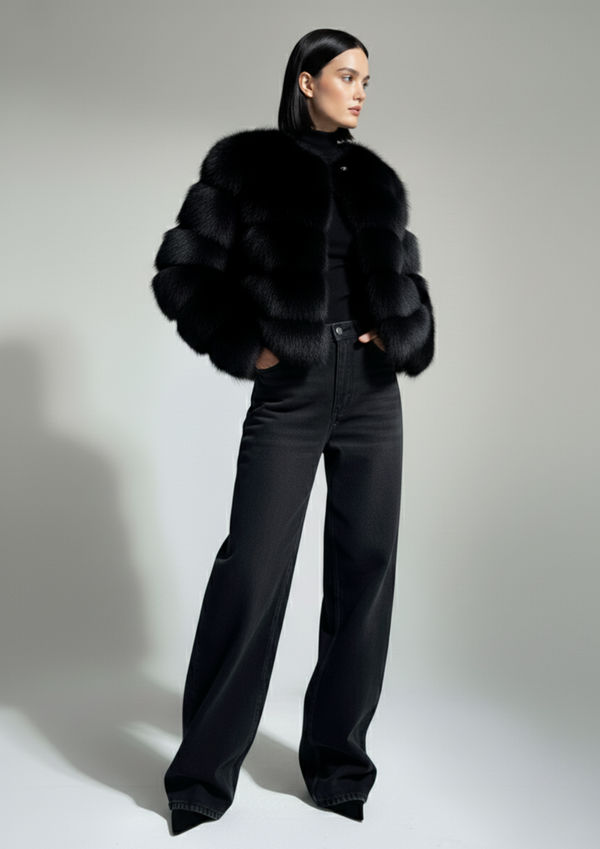 Pixie Daisy Fur Jacket PD85533 Black