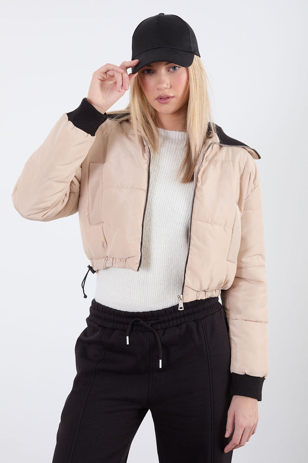 Cropped Puffer Jacket in Blush PD1241