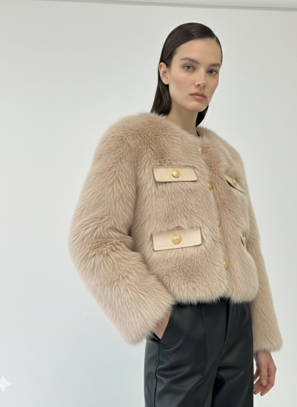 Pixie Daisy Fur Jacket PD85539 Stone