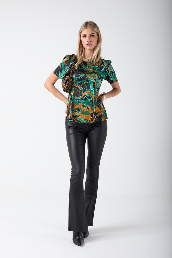 Marc Angelo Satin Blouse - MA82265 T252 GRN