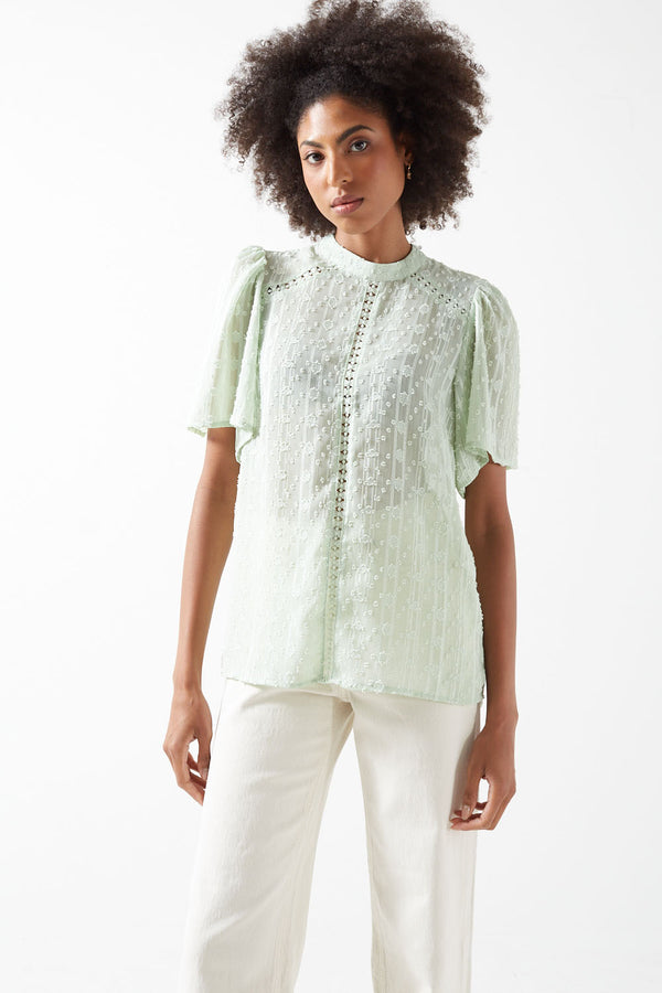 Marc Angelo Short Sleeve Plumetis Top