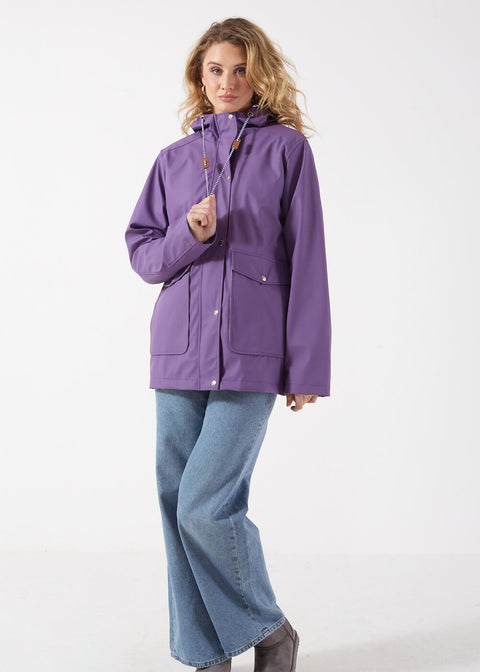 Marc Angelo Lily Stripe Lined Raincoat in Purple