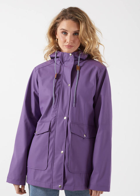 Marc Angelo Lily Stripe Lined Raincoat in Purple