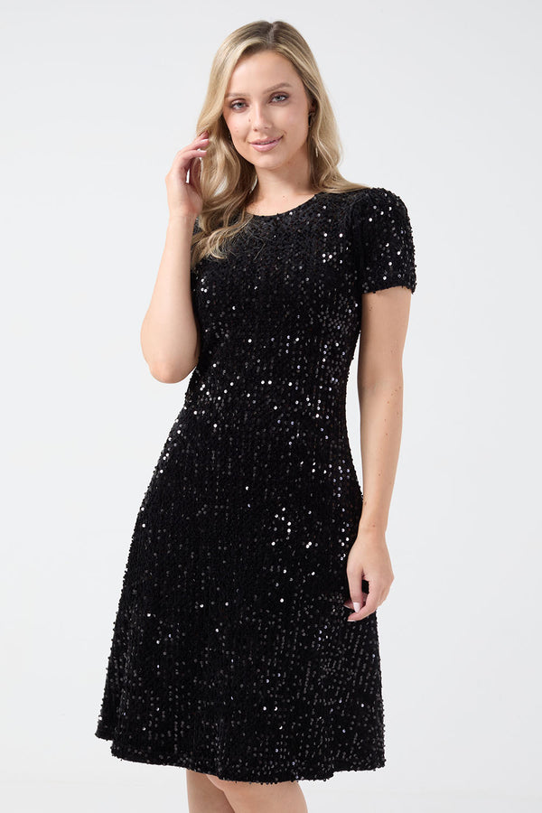 Marc Angelo Sequin Short Dress MA51119 BLK