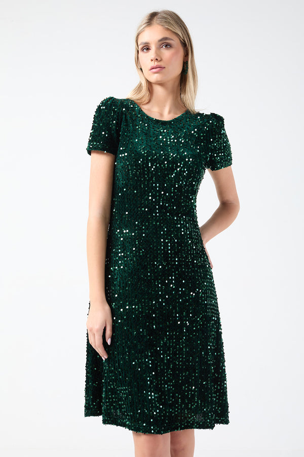 Marc Angelo Sequin Short Dress MA51195 Grn