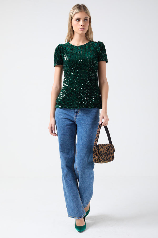 Marc Angelo Sequin Top MA52055 Green
