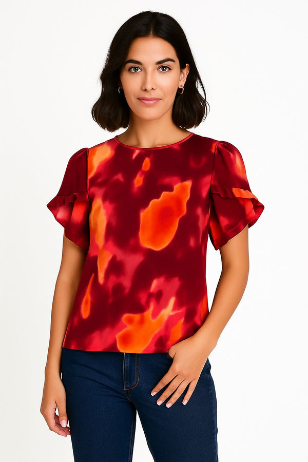 MA82283 Frill Sleeve Top T332PNK