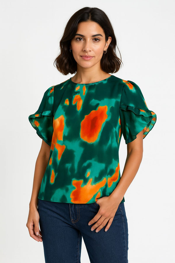 MA82283 Frill Sleeve Top T332TQ