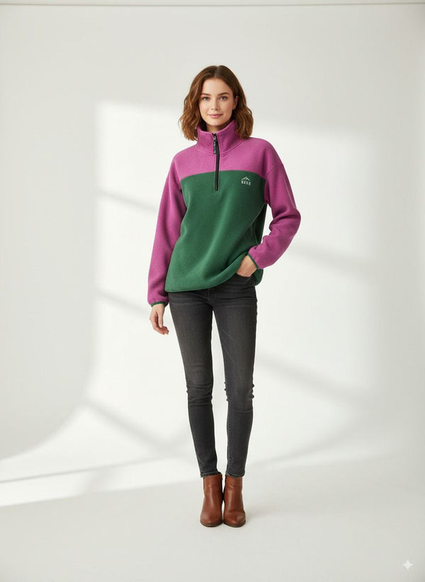 The Wander Fleece in Contrast Green USCO45515