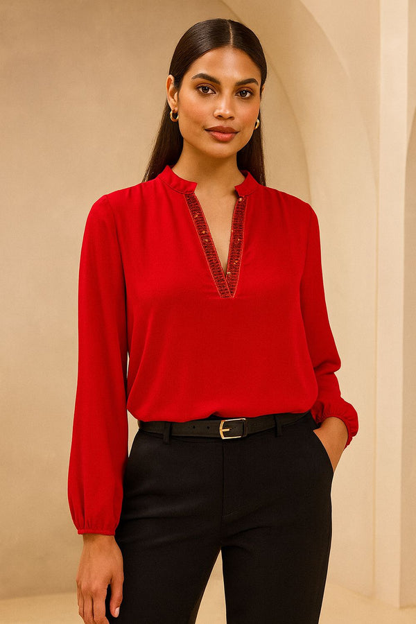 MA82293 Long Sleeve Top In Red