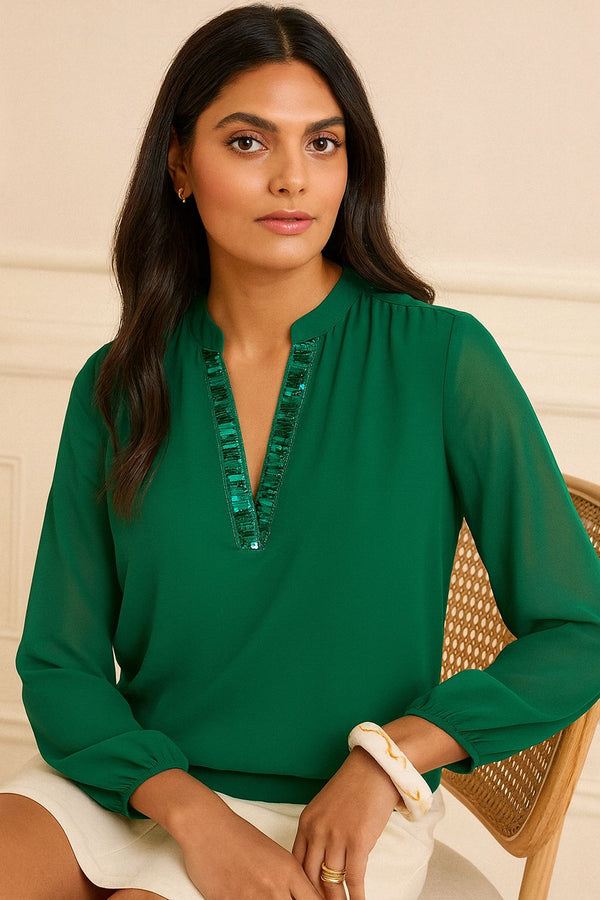 MA82293 Long Sleeve Top In Teal