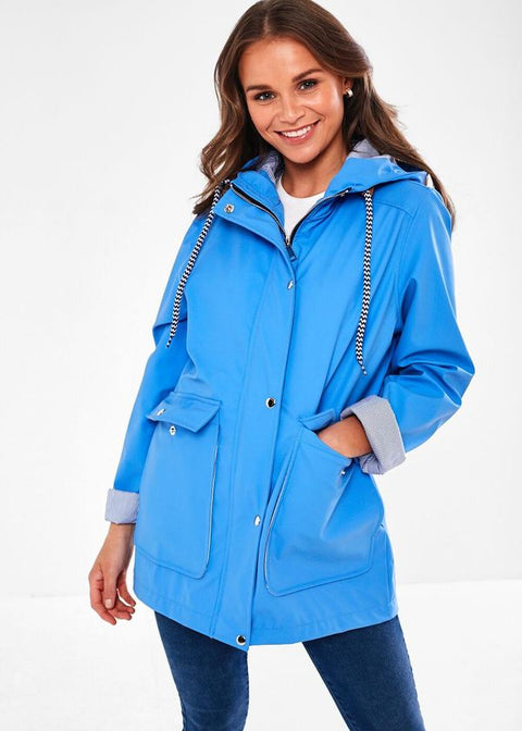 Marc Angelo Lily Stripe Lined Raincoat in Cobalt