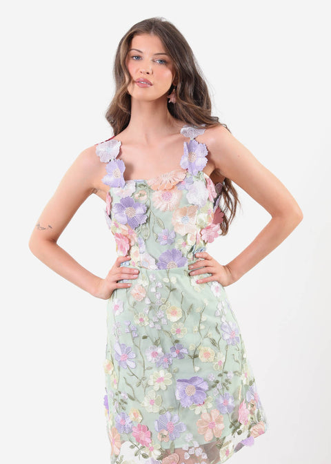 Marc Angelo Floral mini Dress MA81222 Green