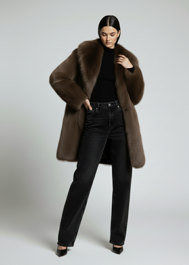MARCANGELO FUR COAT MA85536 BROWN