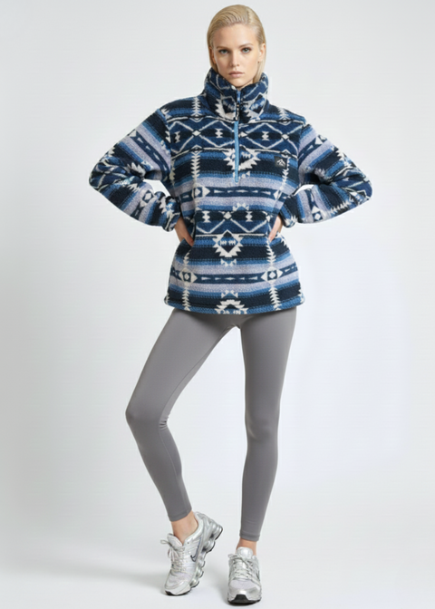 The Trek fleece in Navy Blue Aztec US45508