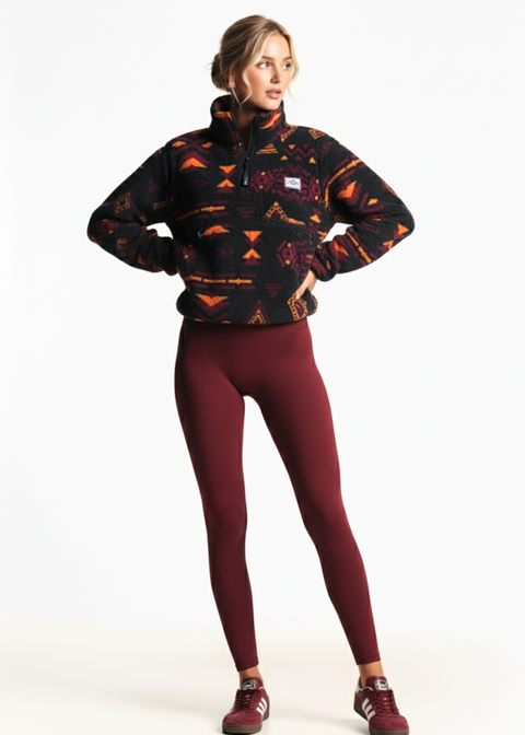 The Trek fleece in Burgundy Aztec US45508