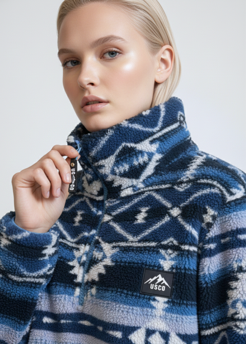The Trek fleece in Navy Blue Aztec US45508