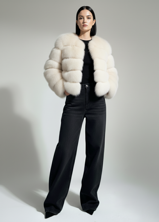 Pixie Daisy Fur Jacket PD85533 Cream