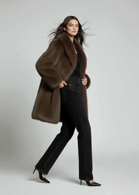 MARCANGELO FUR COAT MA85536 BROWN