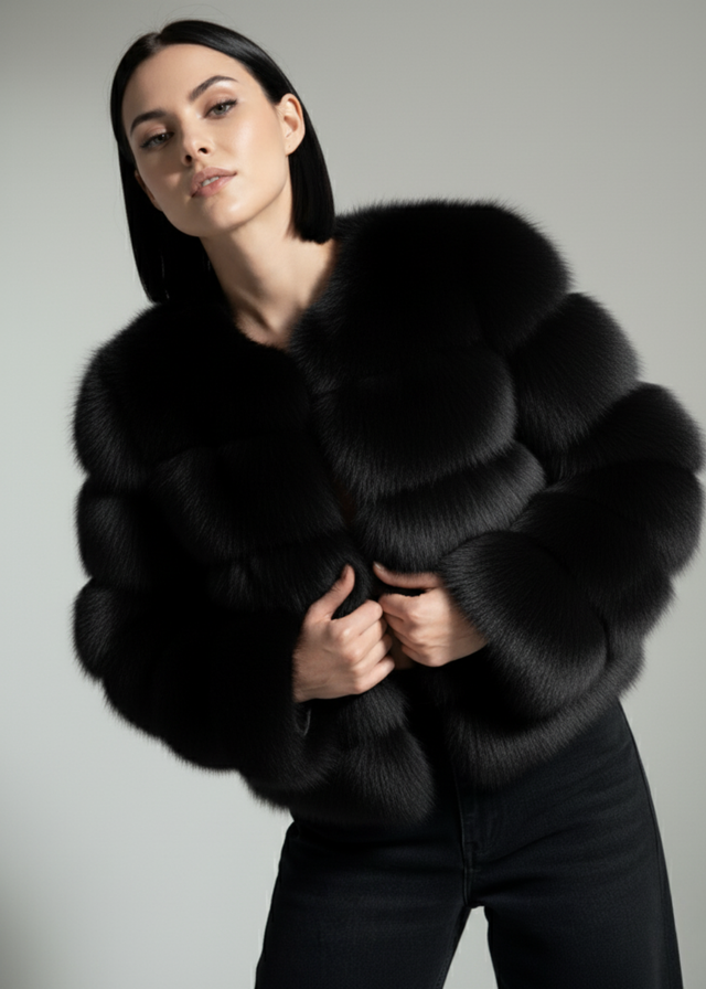 Pixie Daisy Fur Jacket PD85533 Black