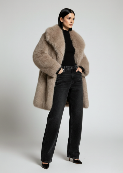 MARCANGELO FUR COAT MA85536 STONE