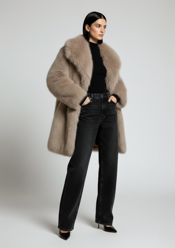 MARCANGELO FUR COAT MA85536 STONE