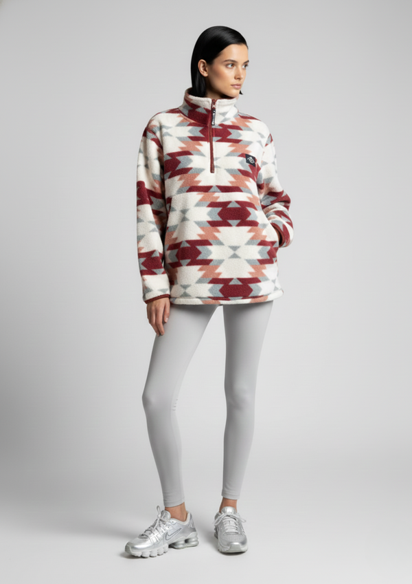 The Trek fleece in WINE AZTEC US45508