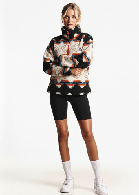 The Trek fleece in Black Aztec US45508