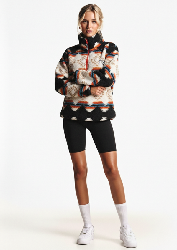 The Trek fleece in Black Aztec US45508