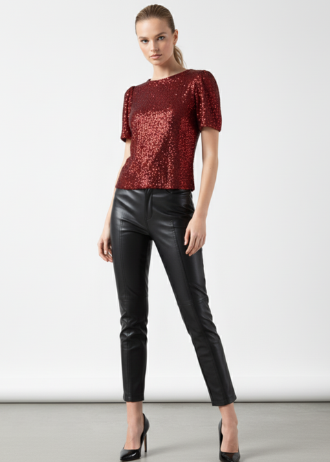 MARCANGELO SEQUIN TOP MA32266 RED