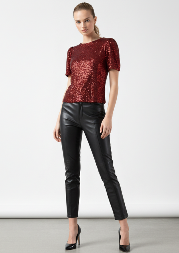 MARCANGELO SEQUIN TOP MA32266 RED