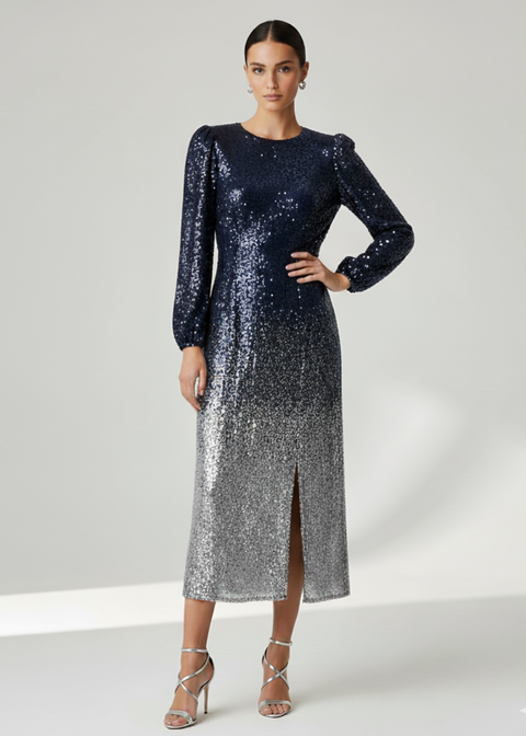 Marc Angelo Sequin Midi Dress MA51339 NAVY