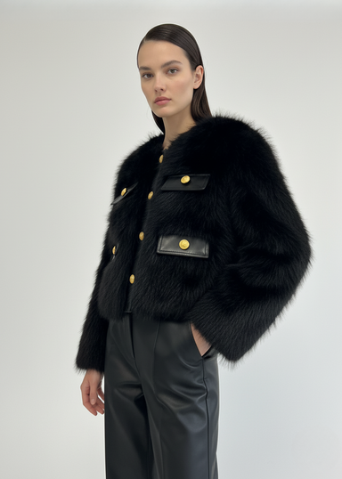Pixie Daisy Fur Jacket PD85539 Black