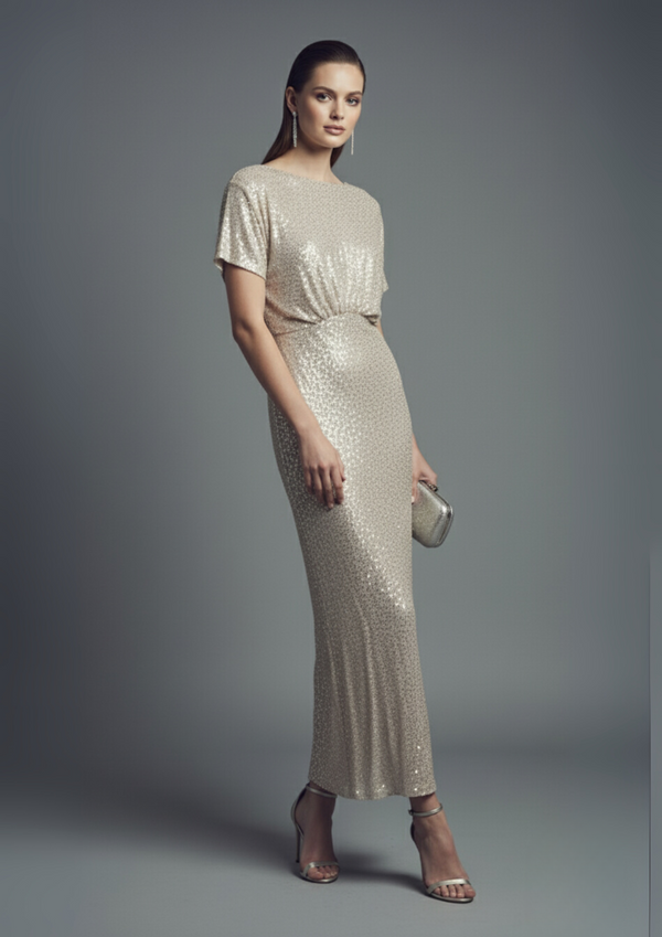 Marc Angelo Sequin Midi Dress MA812909 champagne