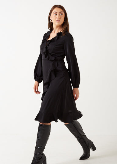 Marc Angelo Ruffle Neckline Dress