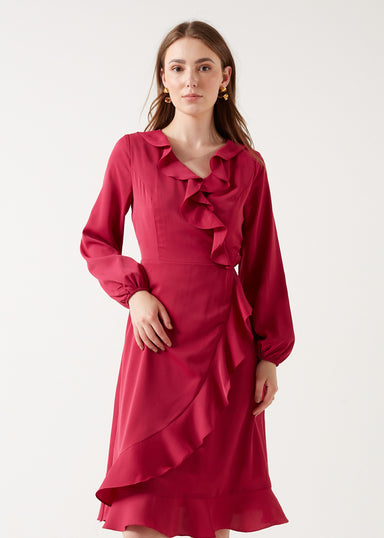 Marc Angelo Ruffle Neckline Dress