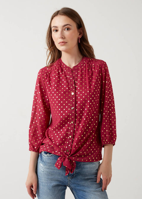 Marc Angelo Lana Collared Tie Top