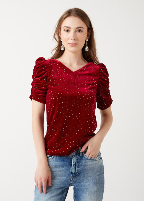 Marc Angelo Velvet Diamante Top