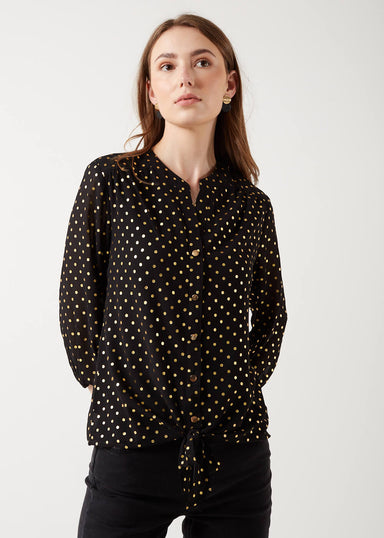 Marc Angelo Lana Collared Tie Top