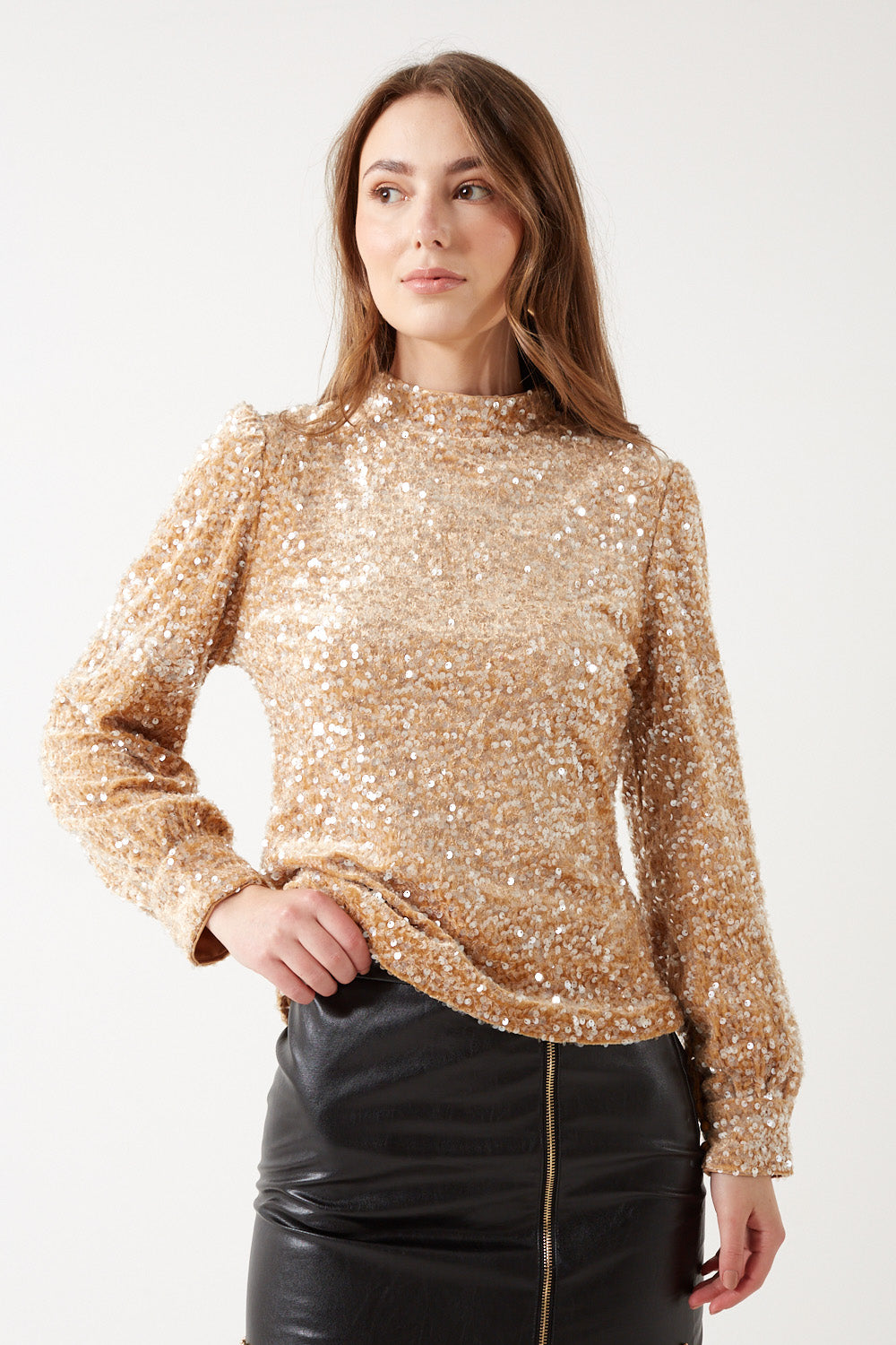 Sparkly high neck top sale