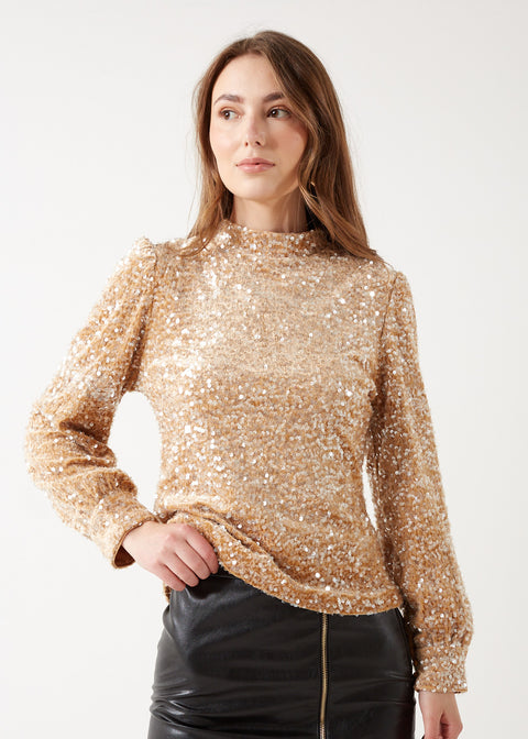 Marc Angelo Sequin High Neck Top