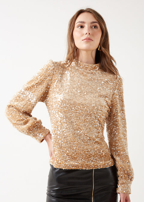 Marc Angelo Sequin High Neck Top