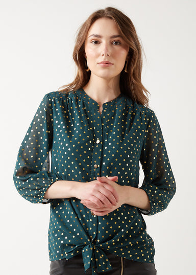 Marc Angelo Lana Collared Tie Top