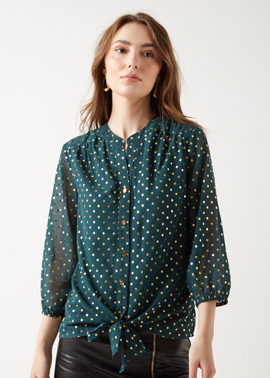 Marc Angelo Lana Collared Tie Top