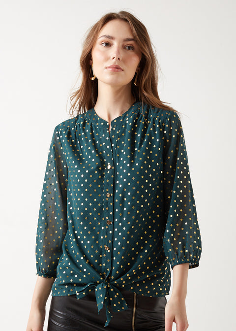 Marc Angelo Lana Collared Tie Top